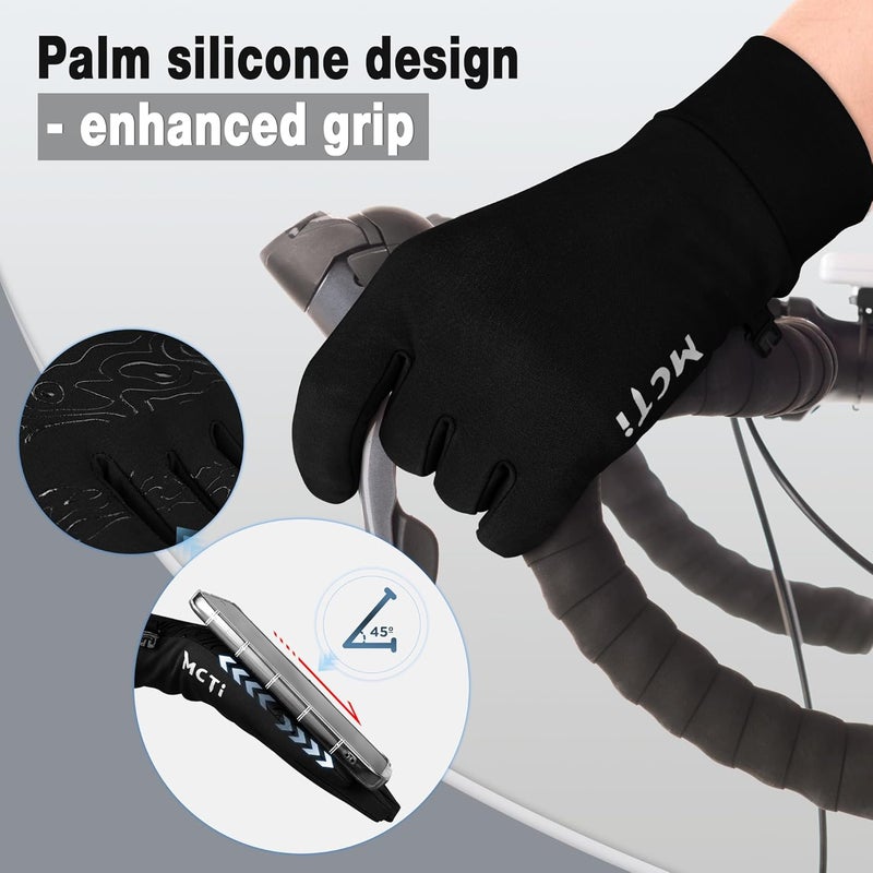 MCTi Lightweight Gloves Liners for Men Women, Touch Screen Gloves with Conductive Microfiber, Palm Silicone, for Running Driving Hiking - Image 4